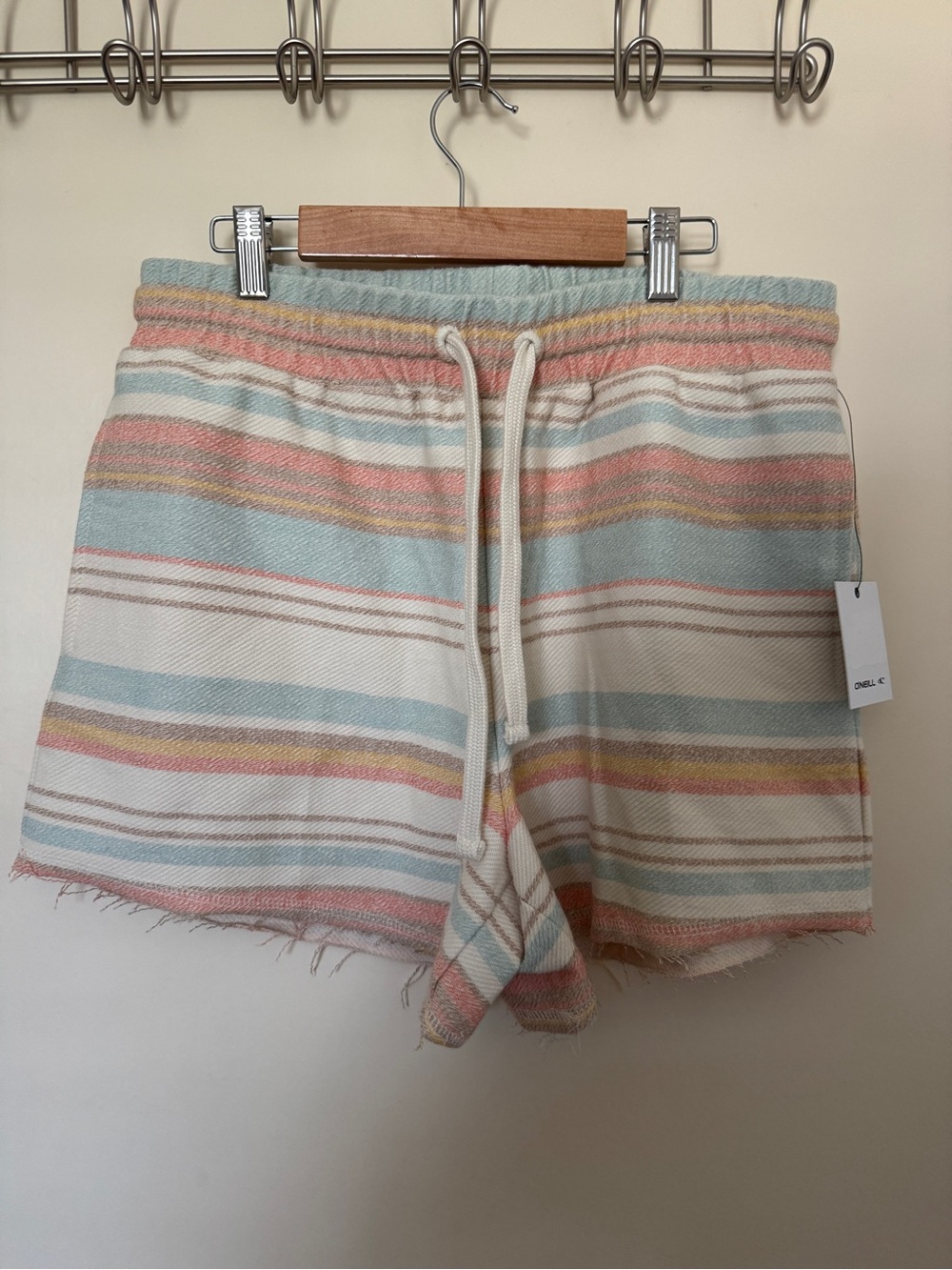 O’Neill Rosarito Striped Pastel Drawstring Shorts NWT